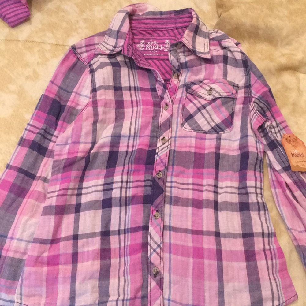 Girls button down shirt- purple- size 10- Mudd